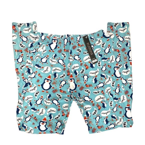 COPY - Buskins Leggings 10 12 Large Pengiuns Light Blue Christmas - Picture 3 of 5